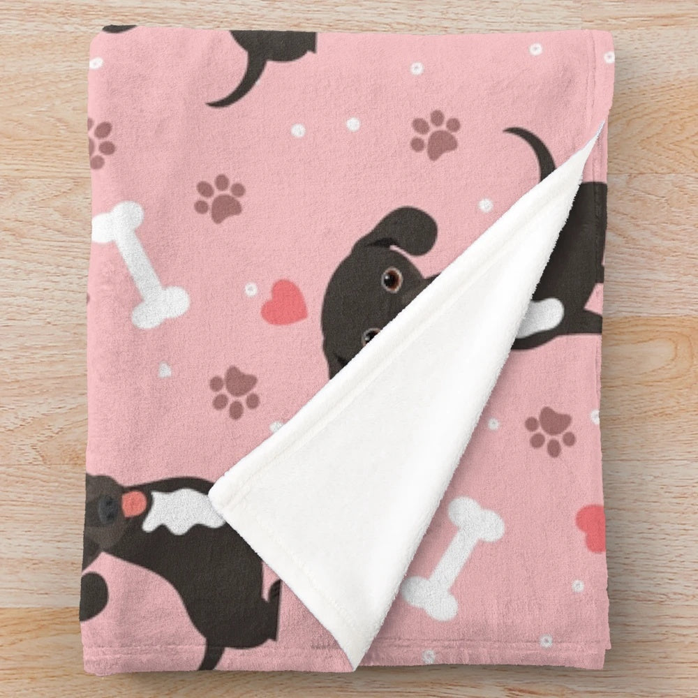 Soft and Cuddly Black and White Chiweenie Mix Plush Blanket