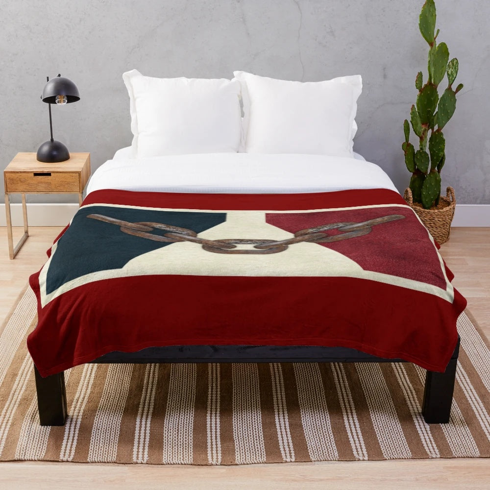 Black and white plush blanket with flag design of the Black Country region in the West Midlands, UK
