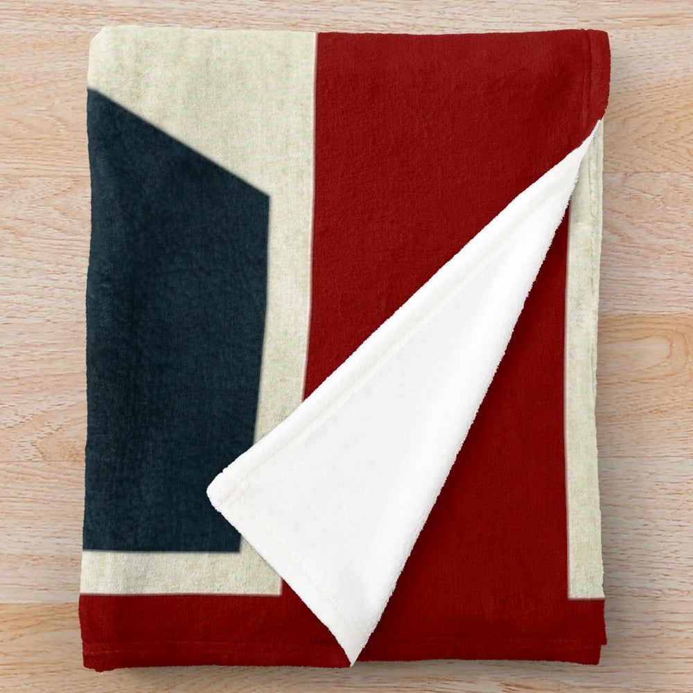 Black and white plush blanket with flag design of the Black Country region in the West Midlands, UK