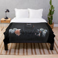 Black cat and fancy rats design plush blanket