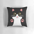 Plush black cat pillow with adorable feline face design, perfect for cat lovers