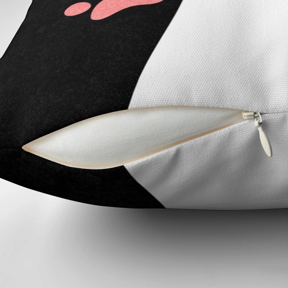 Plush black cat pillow with adorable feline face design, perfect for cat lovers