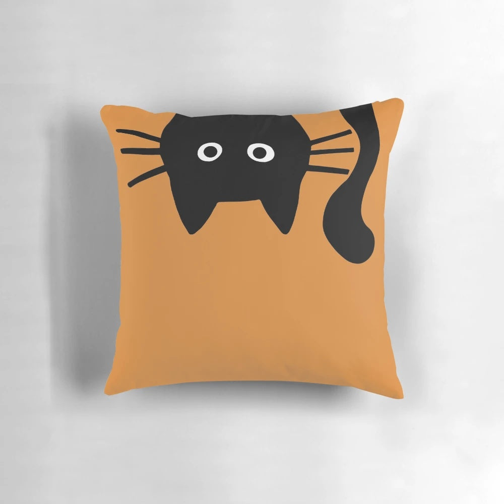 Soft, plush black cat shaped pillow for home decor and comfort