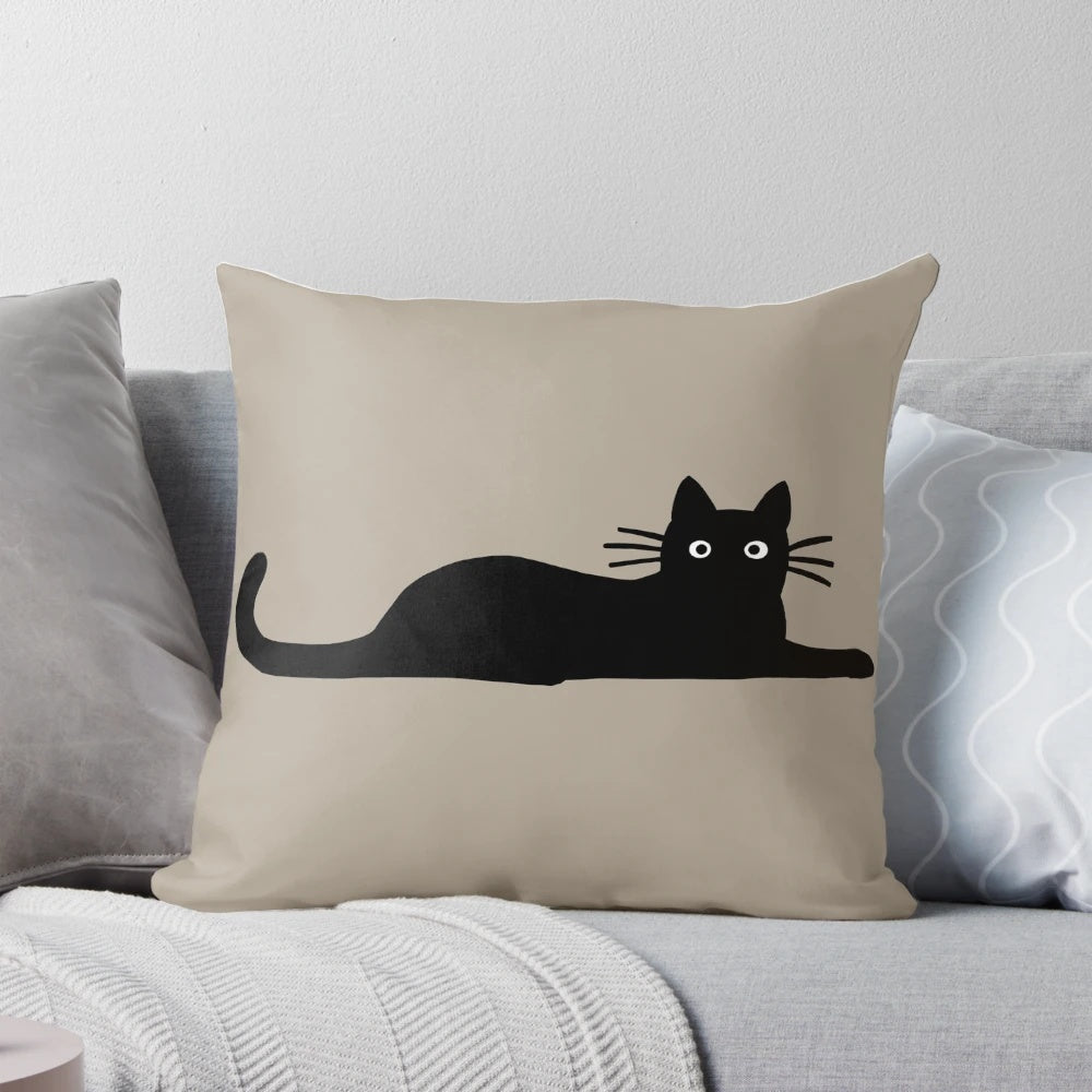 Plush black cat-shaped pillow for pet owners and fans of feline friends