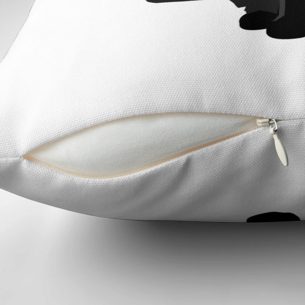 A plush black cat-themed pillow for home decoration