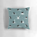 Decorative green and black cat print pillow with a cute feline design
