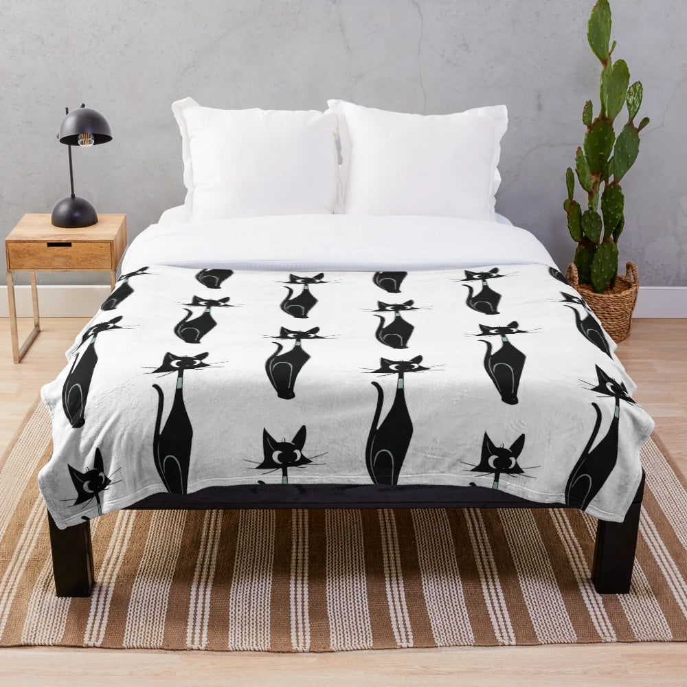 Soft and Fluffy Black Cat Plush Blanket