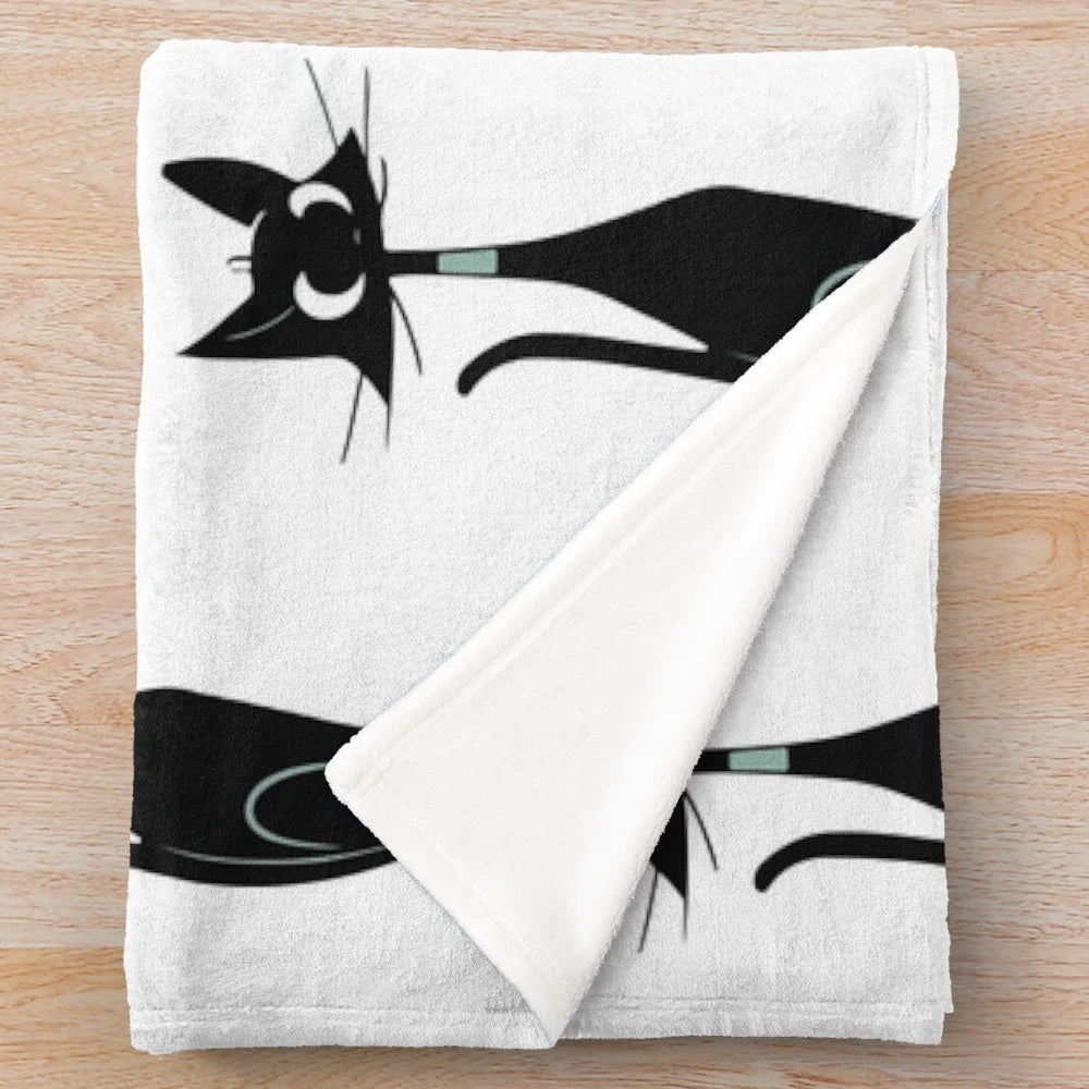 Soft and Fluffy Black Cat Plush Blanket