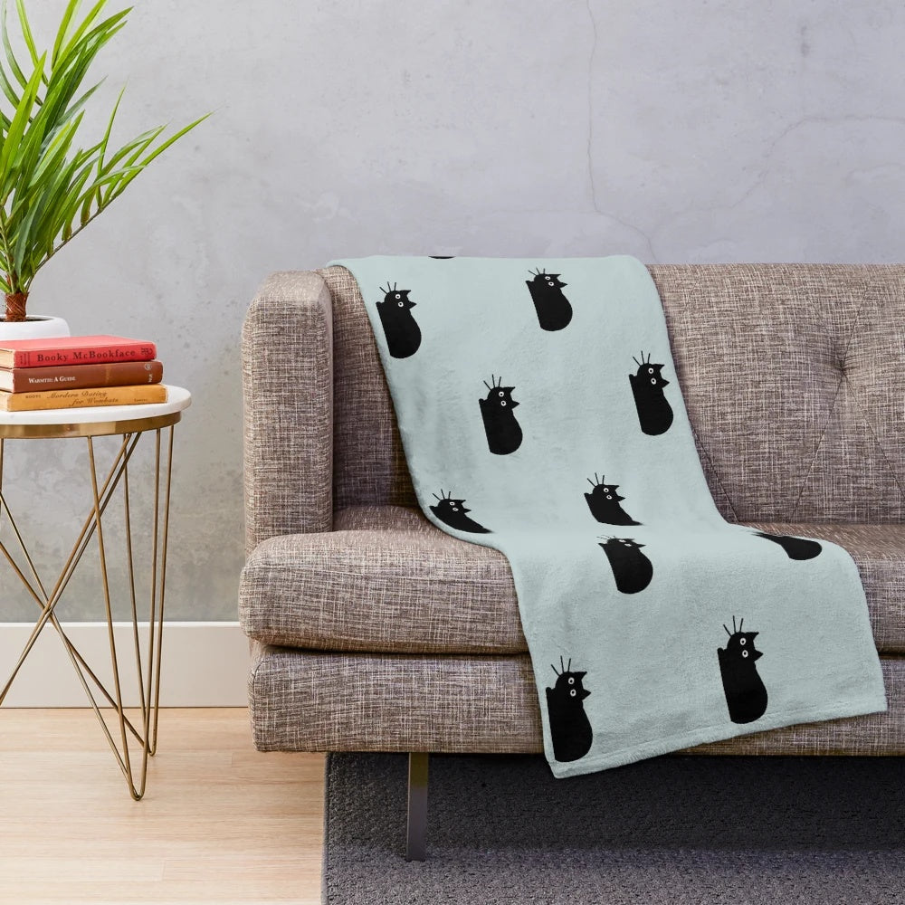 Cuddly black cat plush blanket for cat enthusiasts