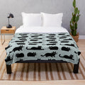 Black cat plush blanket with whiskers