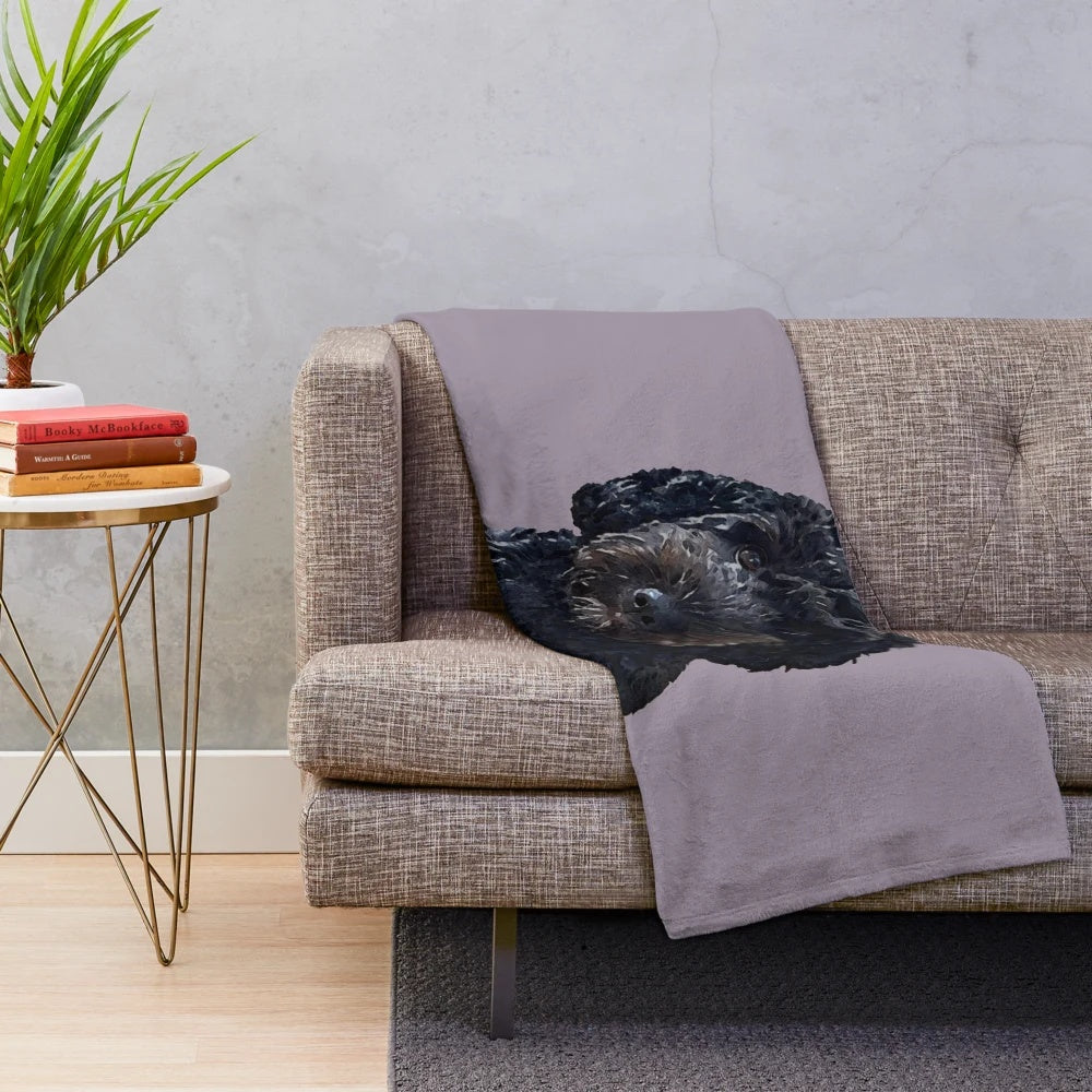 Black Cockapoo Dog Plush Blanket