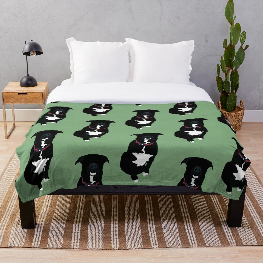 A plush, soft black dog-themed blanket for pet lovers