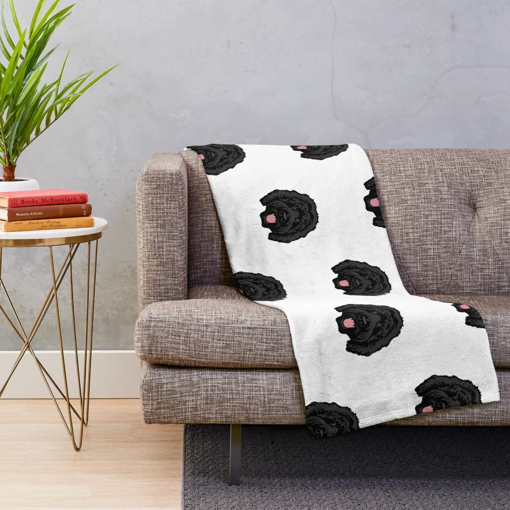 Soft and fluffy black goldendoodle or labradoodle plush blanket