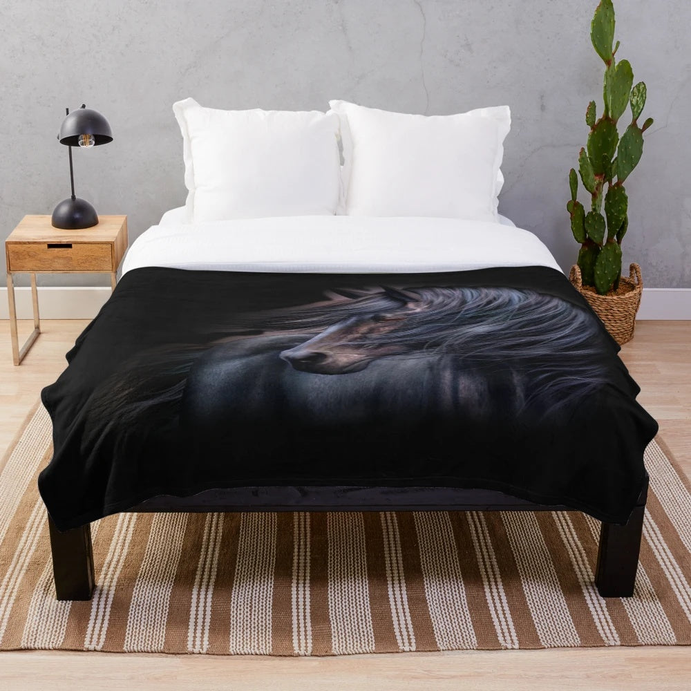 Soft and plush black horse blanket for cozy comfort