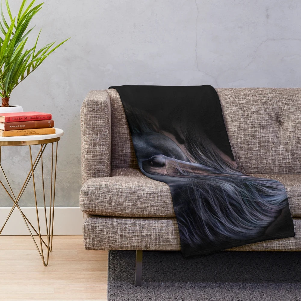 Soft and plush black horse blanket for cozy comfort
