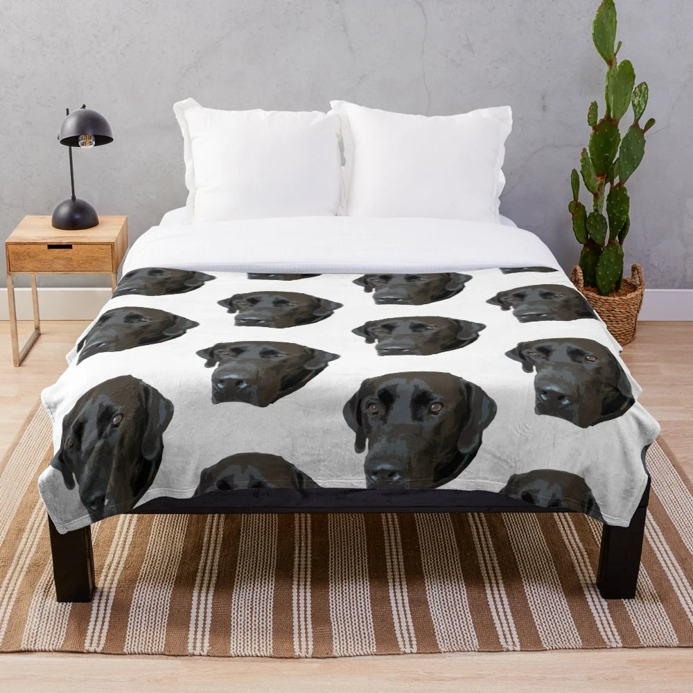 Soft and cuddly black Labrador retriever plush blanket