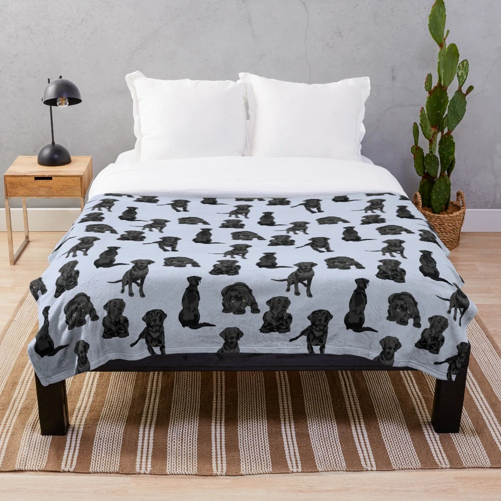 Black Labrador Plush Blanket