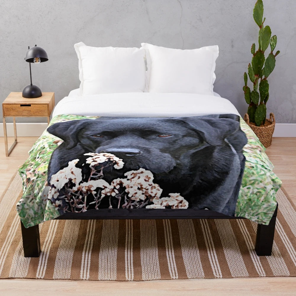 Black Labrador Retriever Plush Blanket
