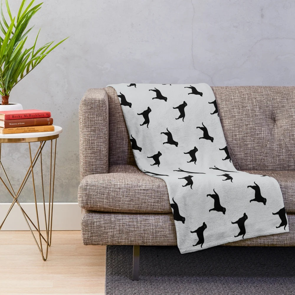 Black Labrador Retriever Silhouette Plush Blanket