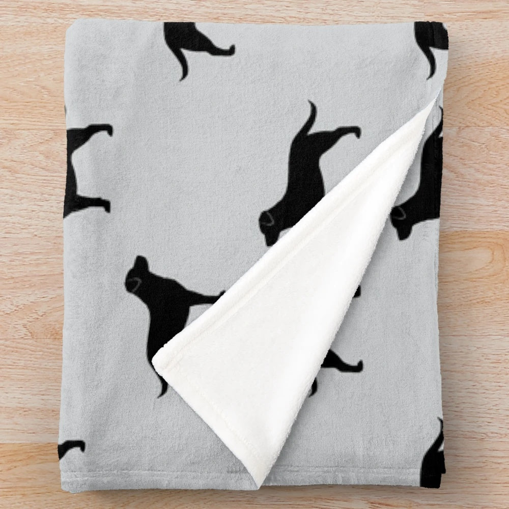Black Labrador Retriever Silhouette Plush Blanket