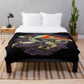 Black lion batik pattern plush blanket