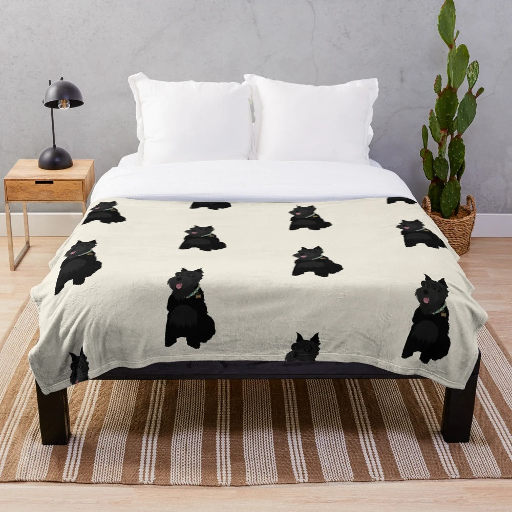 Soft and cuddly black miniature schnauzer plush blanket