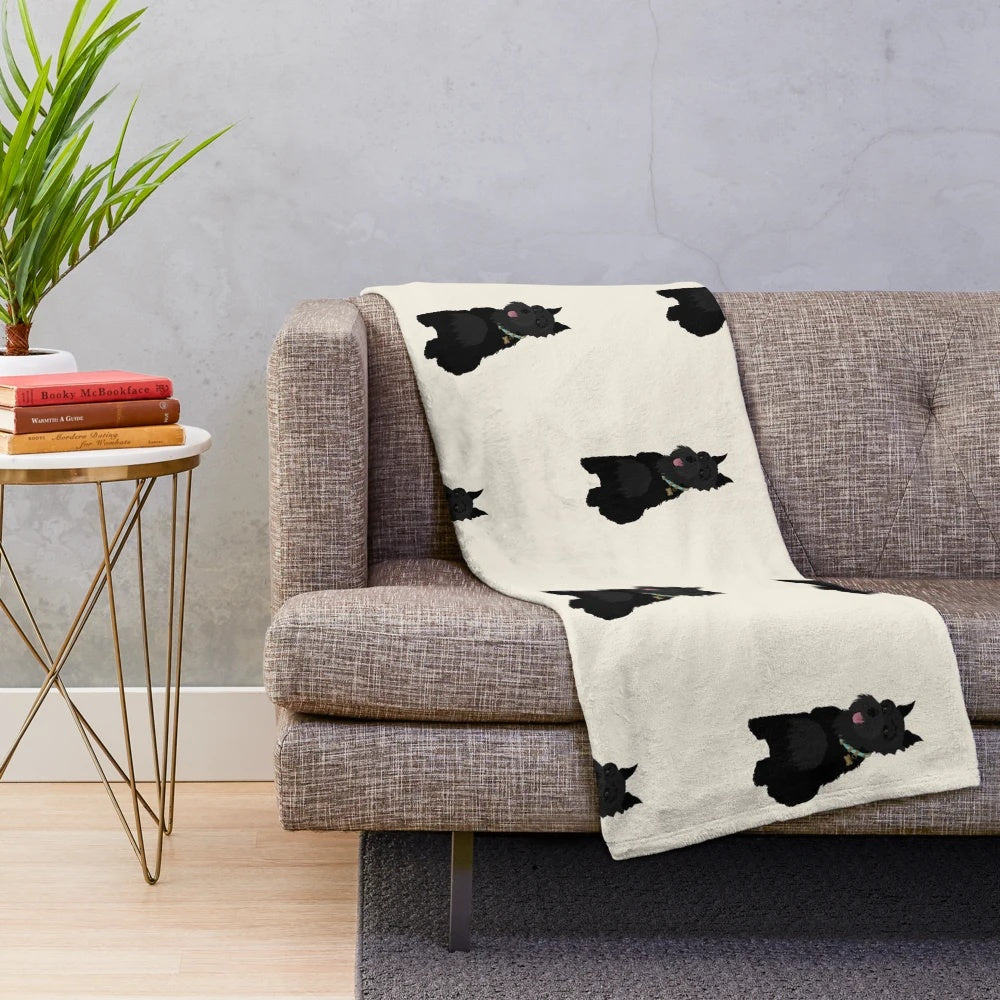 Soft and cuddly black miniature schnauzer plush blanket