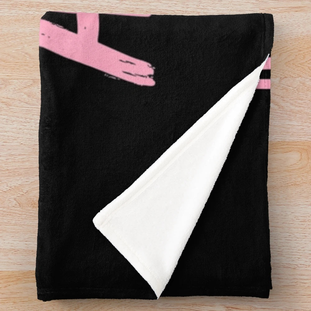 Black Pink-inspired plush blanket featuring the K-pop group's logo and colors