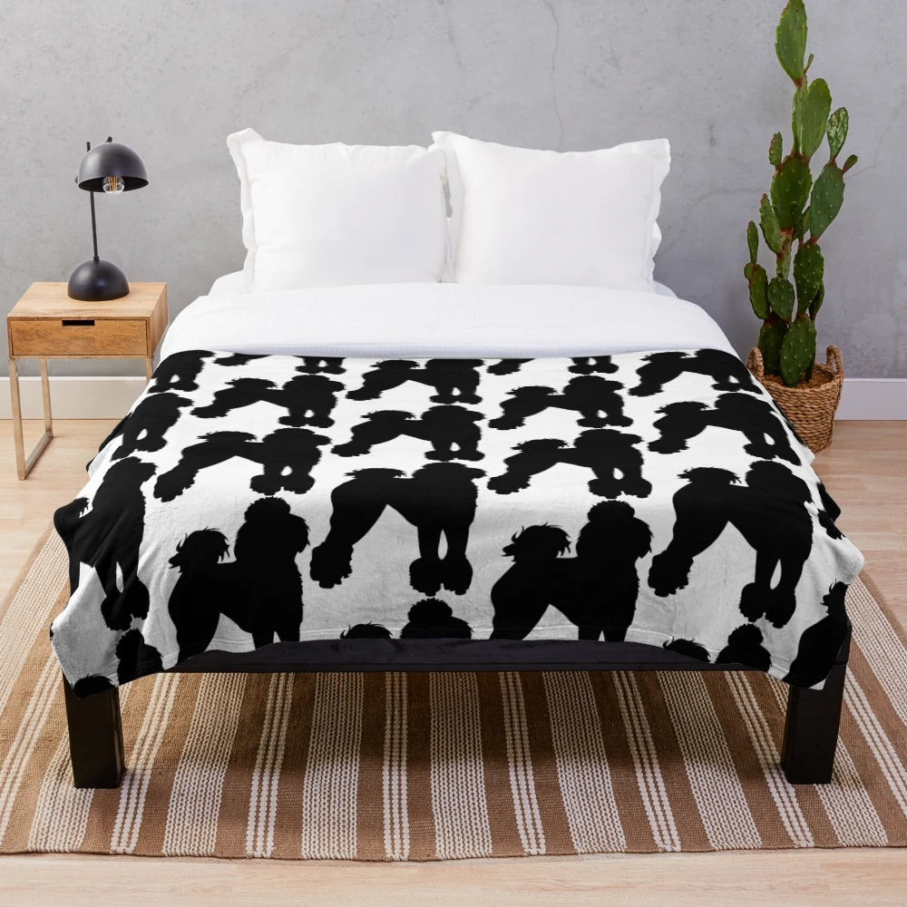 Soft, plush black poodle blanket