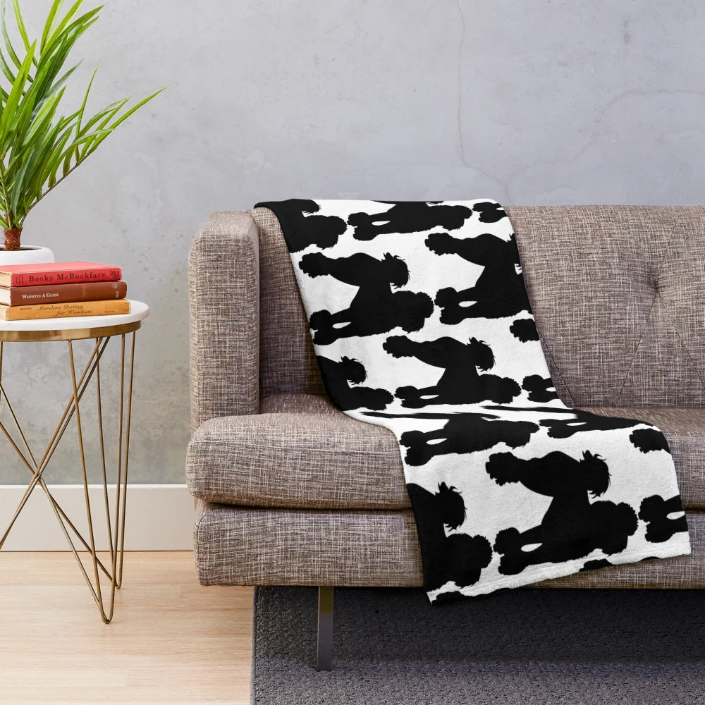 Soft, plush black poodle blanket