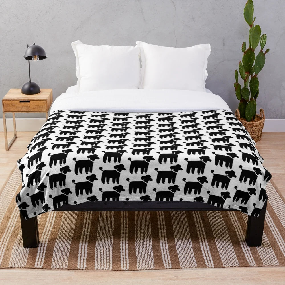 Soft and cuddly black poodle plush blanket