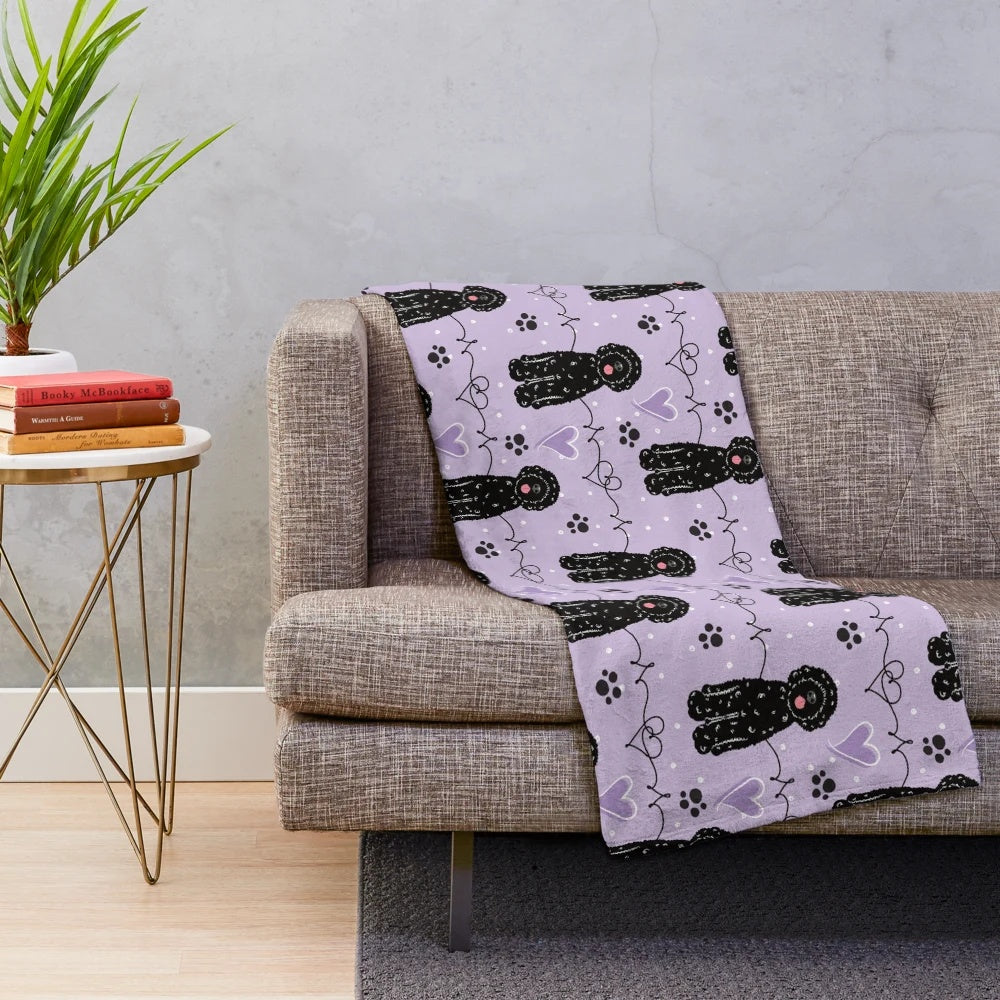 Black Portuguese Water Dog Plush Blanket