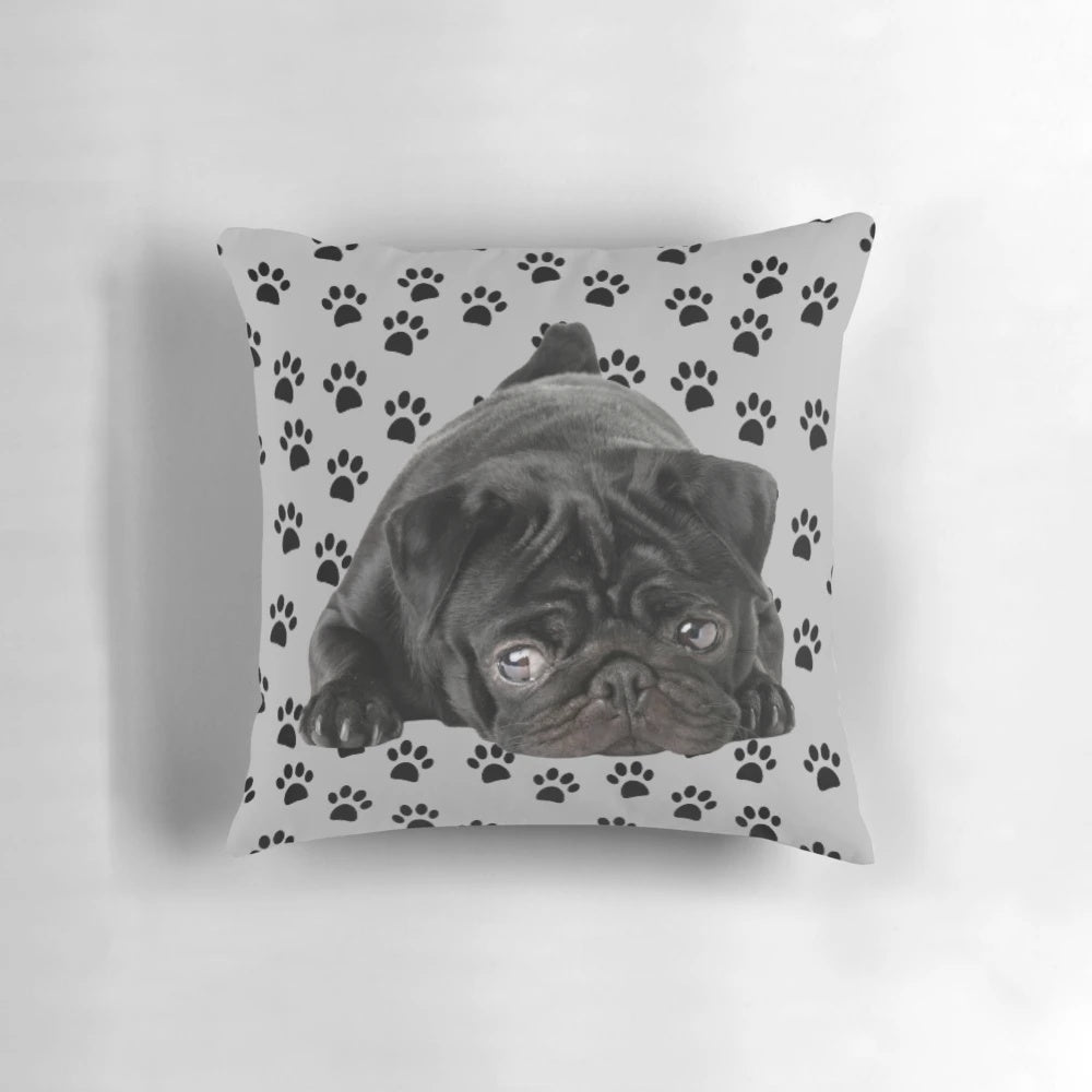Soft and cuddly black pug pillow for pug lovers and owners