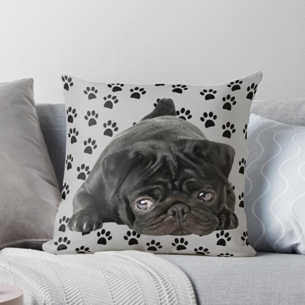 Soft and cuddly black pug pillow for pug lovers and owners