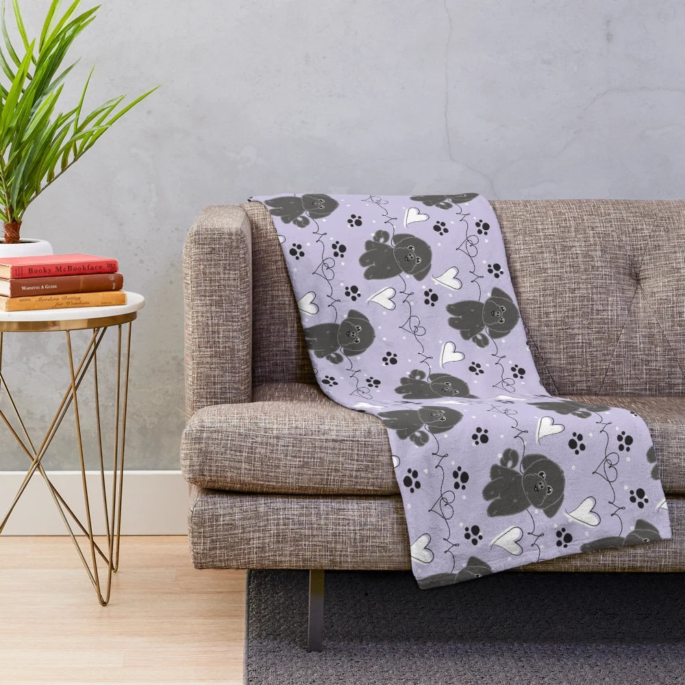 Black Shih Tzu Plush Blanket