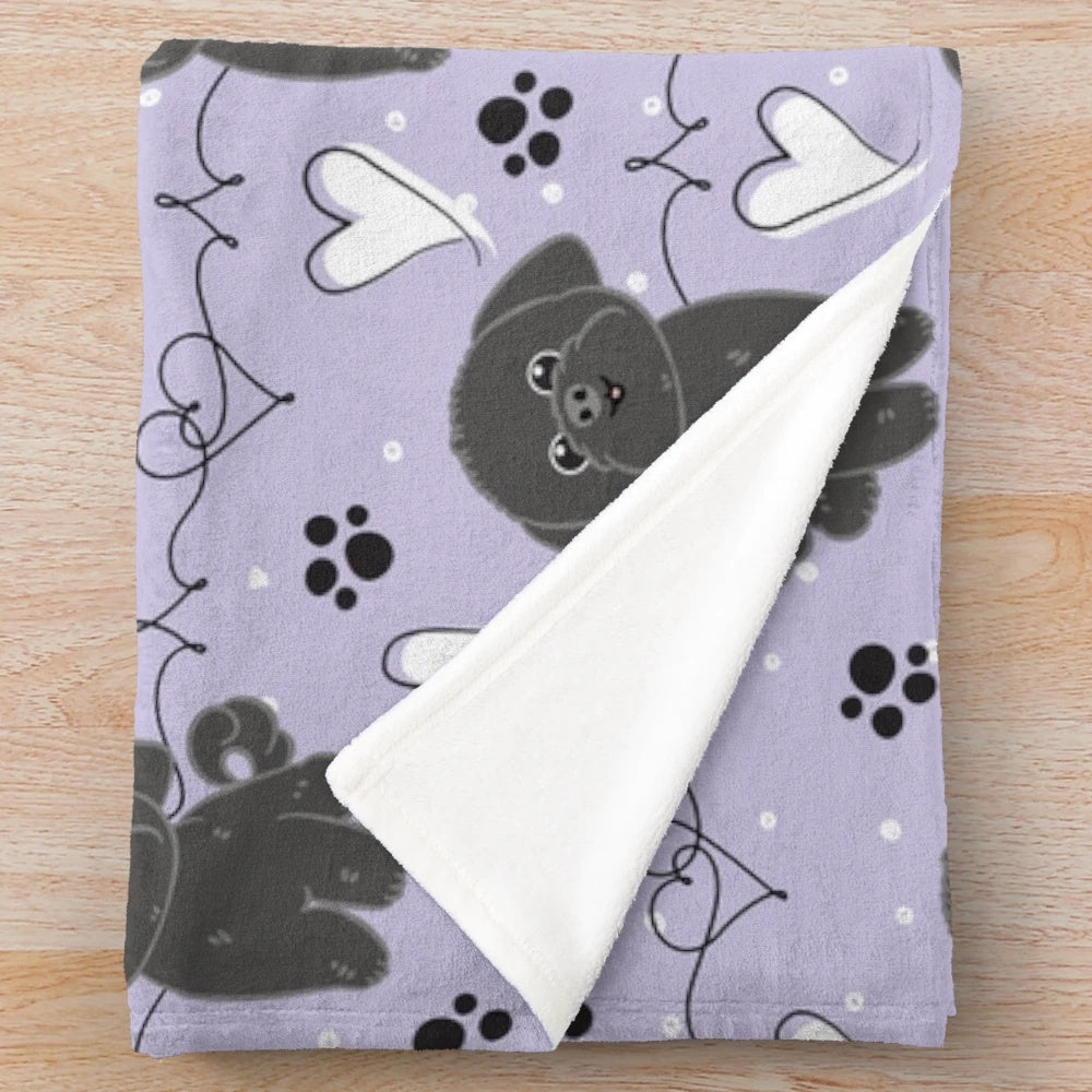 Black Shih Tzu Plush Blanket