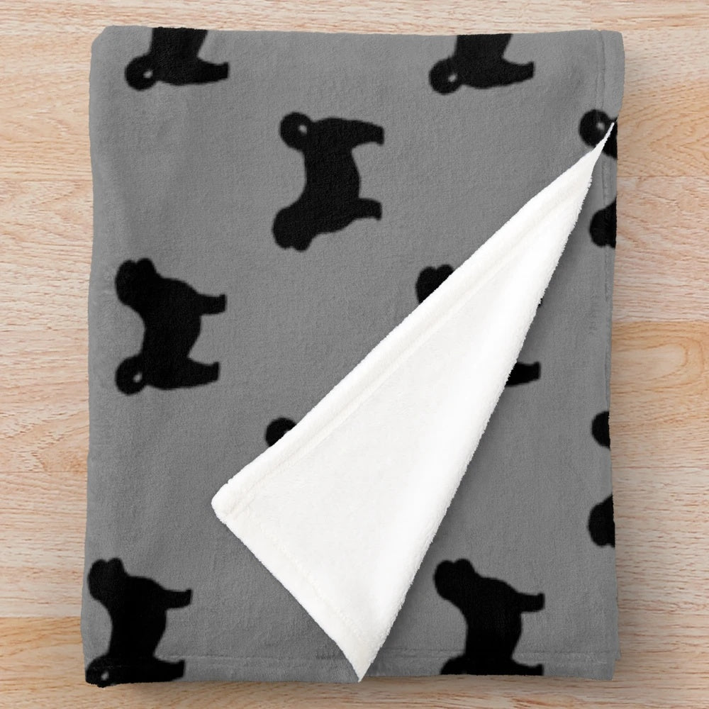 Black Shih Tzu Dog Silhouette Plush Blanket for Pet Owners