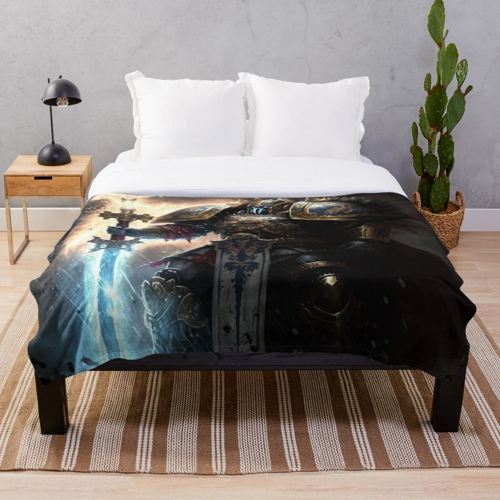 Black Templar-inspired plush blanket featuring the iconic space marine chapter