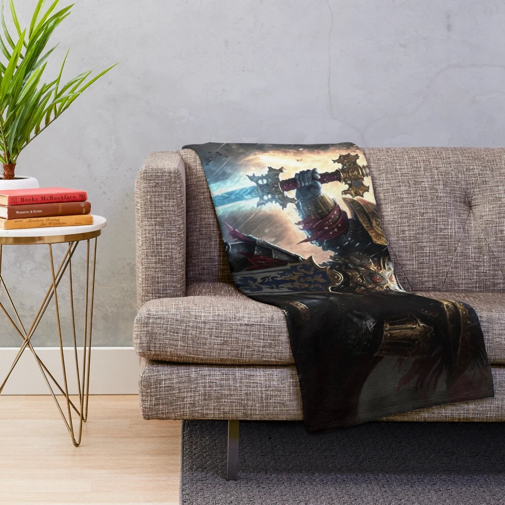 Black Templar-inspired plush blanket featuring the iconic space marine chapter