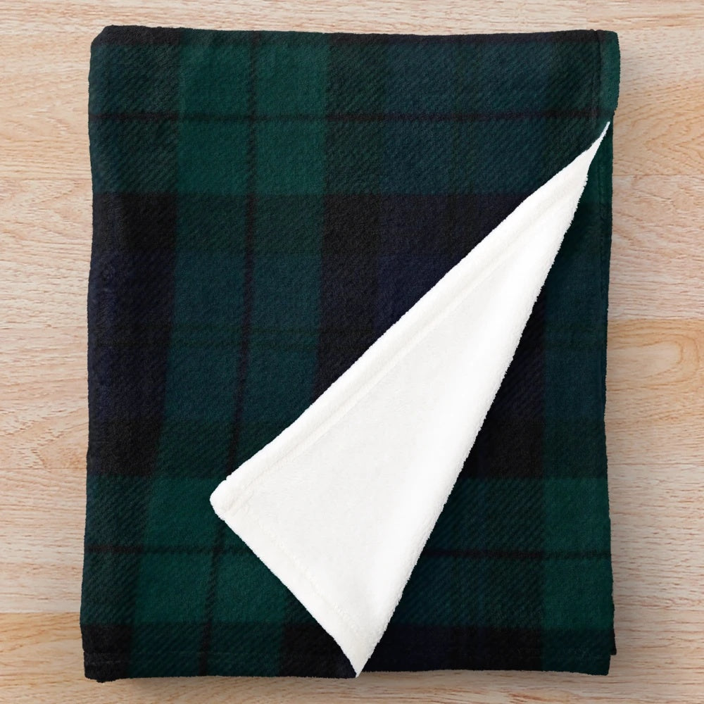Soft, plush black watch tartan blanket with a Scottish highland clan design