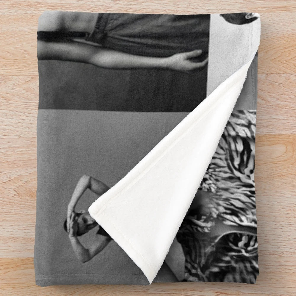 Soft and plush black and white blanket featuring a collage of Noah Schnapp from Stranger Things