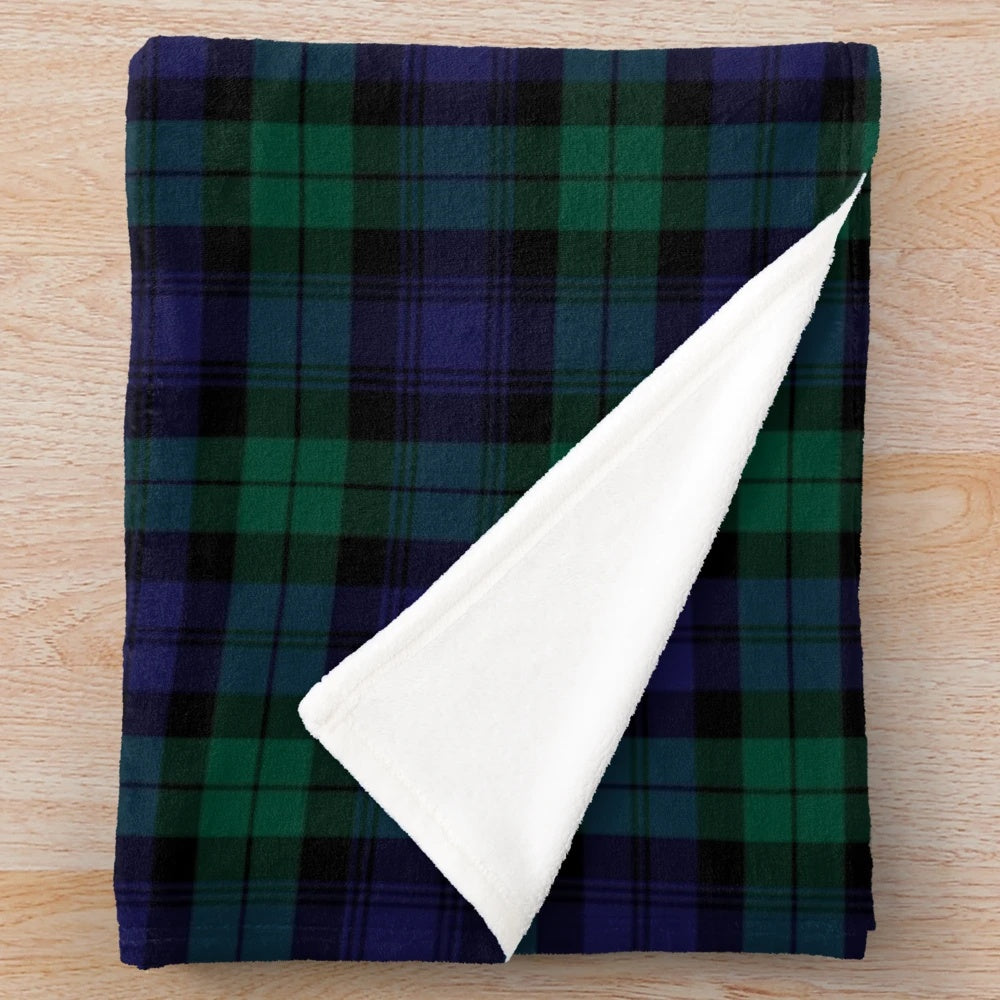Blackwatch Tartan Plush Blanket with Classic Scottish Plaid Pattern