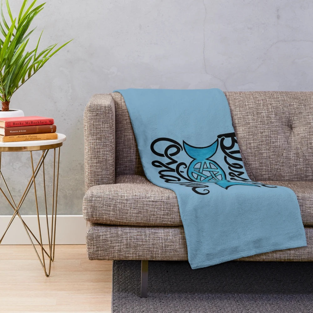 Blessed Ostara plush blanket with pagan and wiccan design