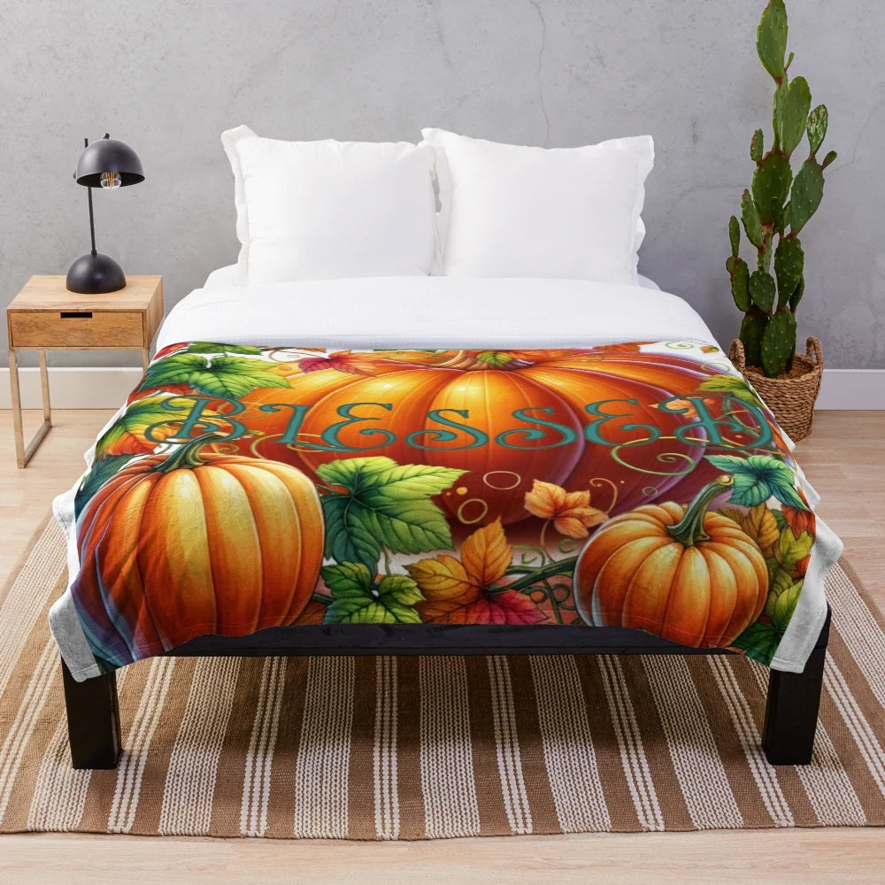 Blessed plush blanket in fall colors