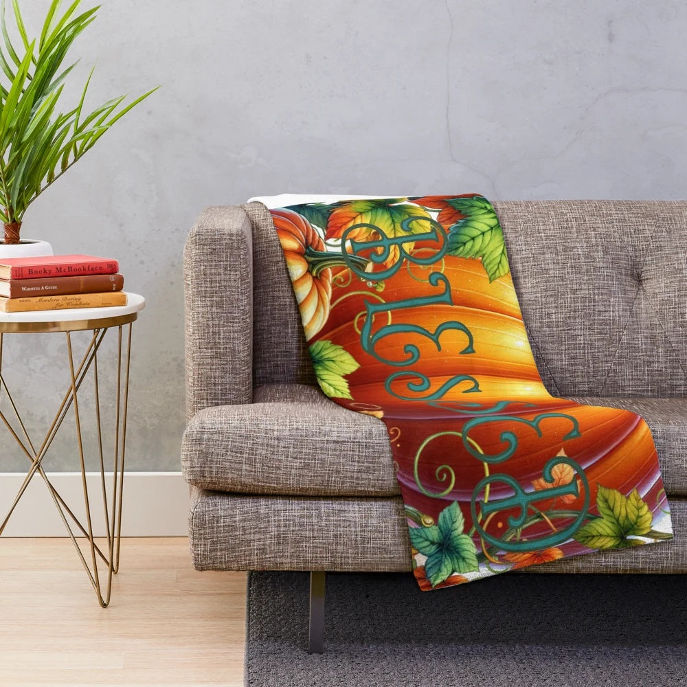 Blessed plush blanket in fall colors