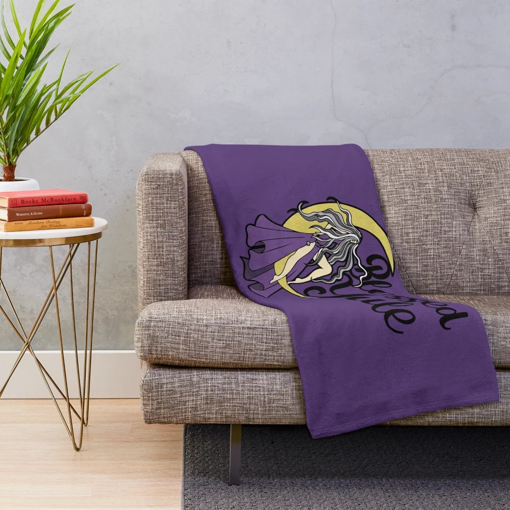 Blessed Yule plush blanket featuring a moon goddess design