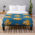 Blinky the three-eyed fish from The Simpsons on a cozy plush blanket
