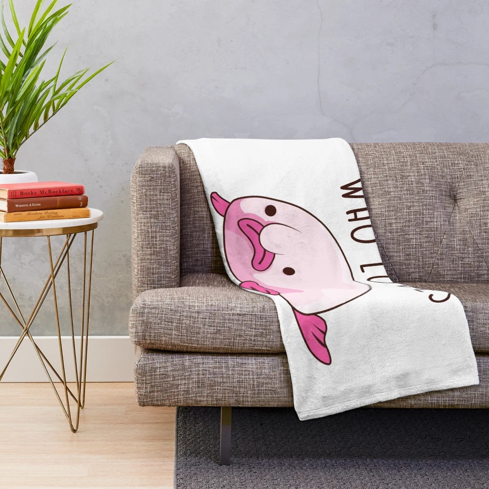 Soft and cuddly blobfish plush blanket with a whimsical design