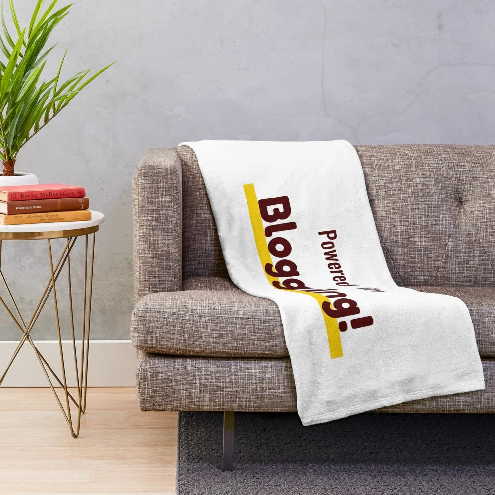 Plush blanket with blogging-themed typography design