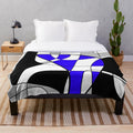 Blue abstract motion plush blanket with geometric patterns and contemporary design
